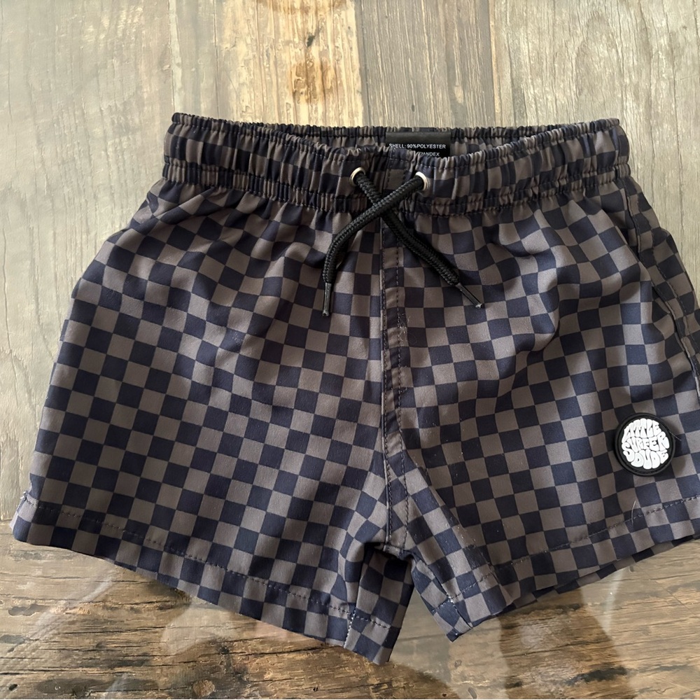 Kids Checkered Shorts in Black and Gray